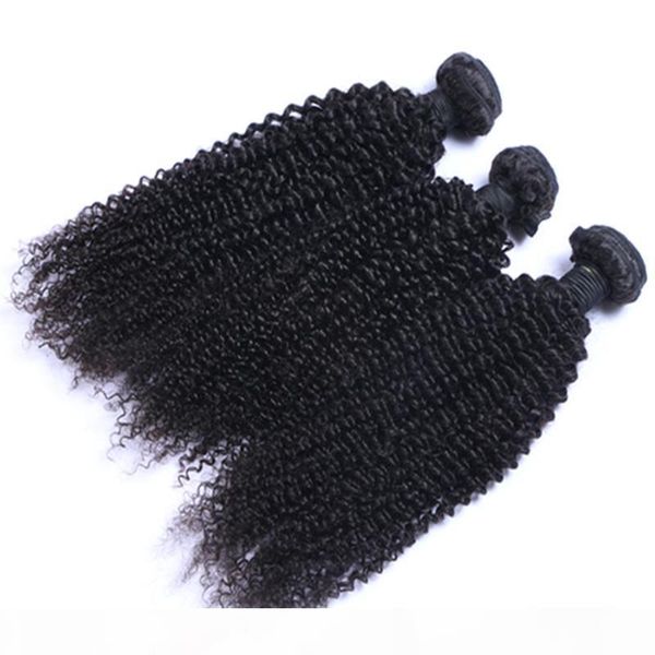 

unprocessed brazilian malaysian peruvian kinky curly remy virgin human 30 inch hair extensions natural color hair weave bundles, Black
