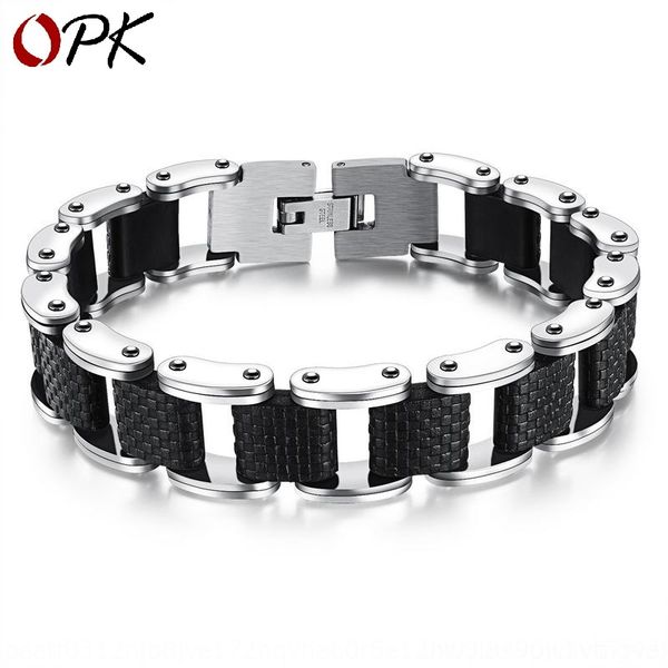 

3n9ga rock style fashion titanium steel room men's bracelet giftbrac titanium style fashion rock steel room silicone men's silicon, Golden;silver