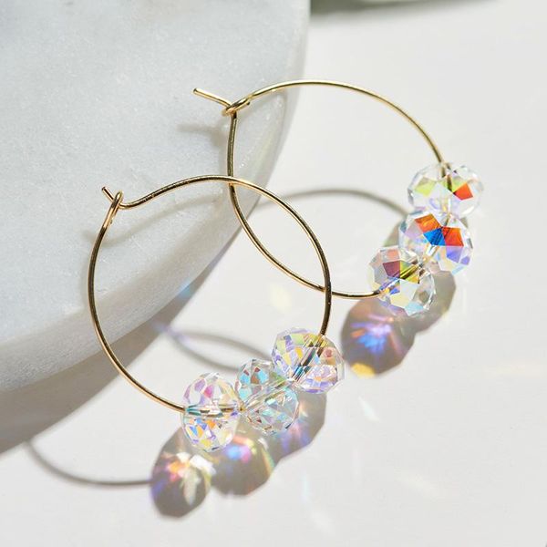 

baffin crystals from gold color hoop earrings for women party colorful beads jewelry 2021 hanging earrings gift, Golden;silver