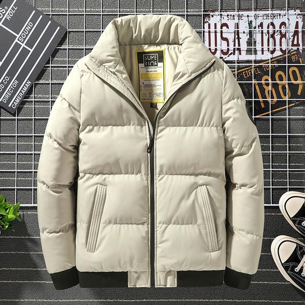 

2020 new winter cotton jacket men's casual men clothing korean stand collar puffy jacket fashion boys coat thick parka, Black