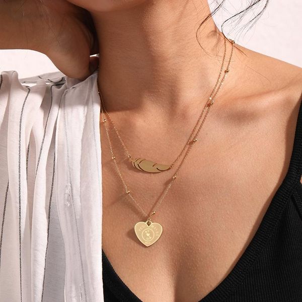 

carlidana ins english alphabet peach heart clavicle chain italian heart pendant frosty minimalist necklace1, Silver
