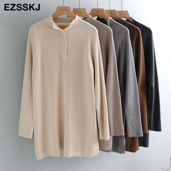 

autumn winter thick women's sweater 2020 loose warm oversize sweater pullover button women's turtleneck long sleeve1, White;black