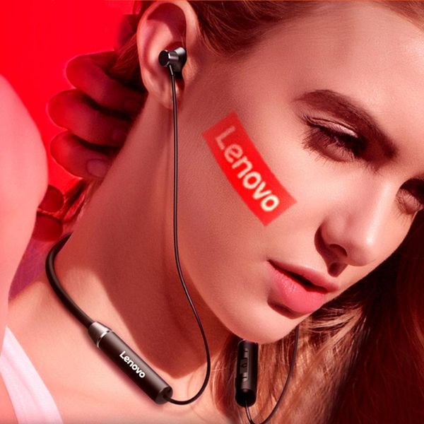 

lenovo he05 earphone bluetooth5.0 wireless headset magnetic neckband earphones ipx5 waterproof sport earbud with mic for phone