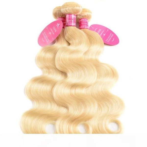 

10a hair weft blonde hair weaving #613 blonde color body wave peruvian virgin human hair bundles for woman fast ing, Black