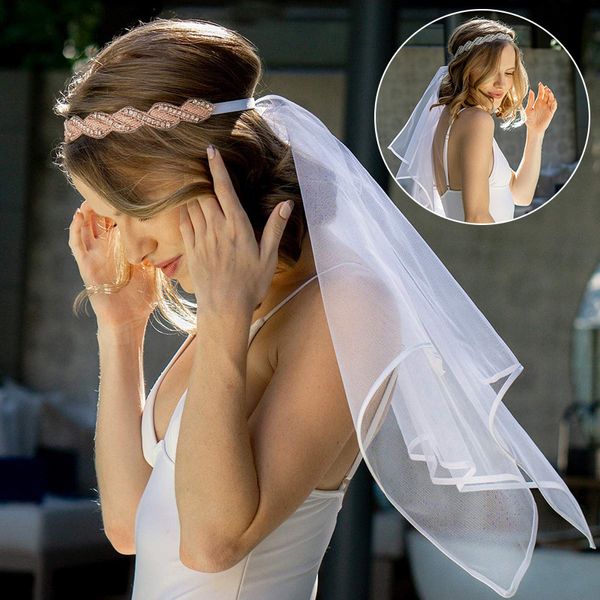 Camadas de uma camada de uma banda flash Crystal Stretch Wedding Wedding Véil Flower Girl Véils Grinalsa de cabelo para acessórios