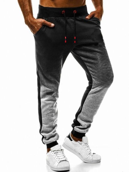 

men ombre drawstring waist sweatpants w30d#, Black