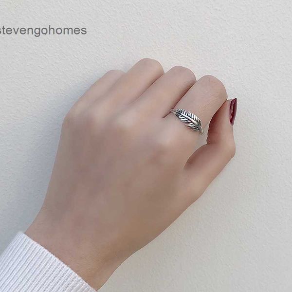 

feather s925 creative sterling ring silver personalized