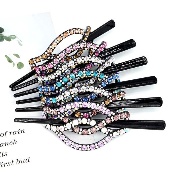 

colorful rhinestones acrylic hair stick hairpins fashion women ponytail clip hair styling tools headdress hair accessories, Slivery;white