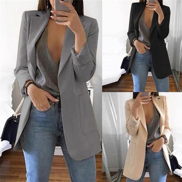 

new women casual long sleeve coat suit slim cardigan jacket outwear, Black;brown