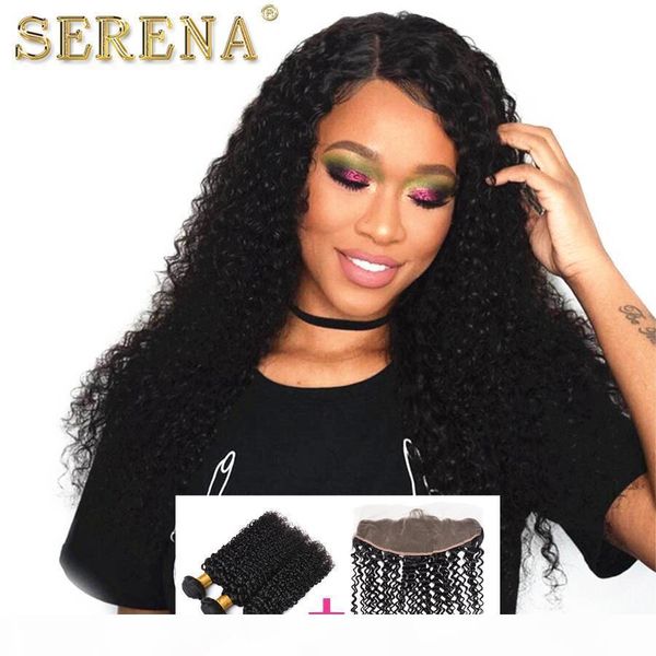 

ear to ear 8a virgin brazilian lace frontal closure with bundles curly loose wave human hair weave full frontals closure pieces 13x4, Black;brown