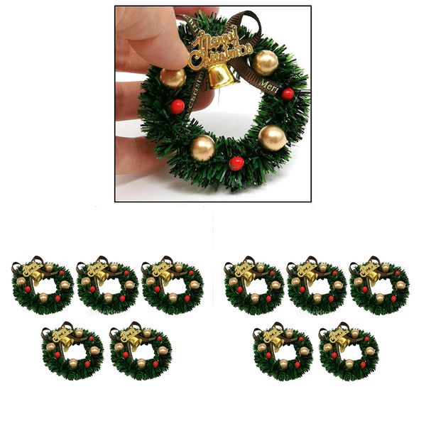 

10шт кукольный дом миниатюрные рождество дом украшения xmas венок 1/12