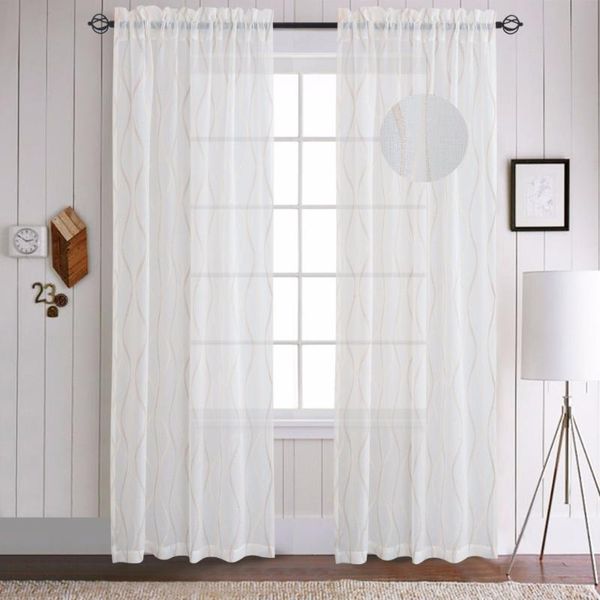 

curtain & drapes gyrohome rod pocket decrative sheer for family used in bedroom,living room sold as 2 panels ghc1060