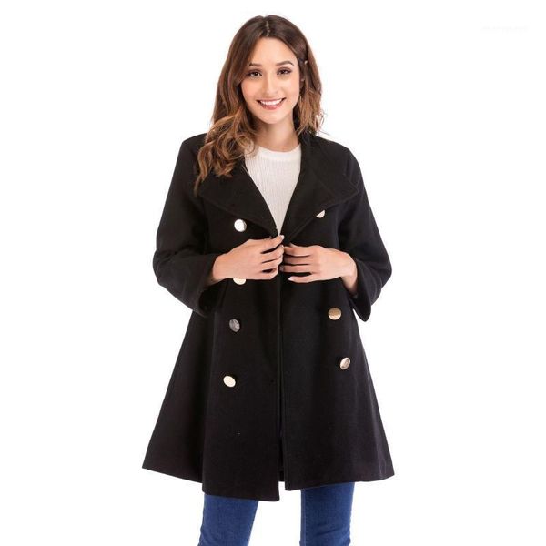 

women's wool & blends spring double breasted black blazer dress women notched neck elegant ladies work wear office a-line mini dresses