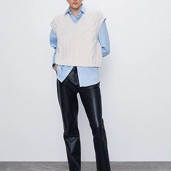 

women 2020 sweet fashion white knitted vest sweater vintage v neck sleeveless female waistcoat chic 1, White;black