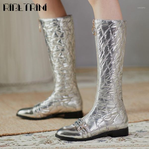 

ribetrini genuine leather ladies zipper buckle silver shoes brand women boots low heel casual design new winter boots1, Black