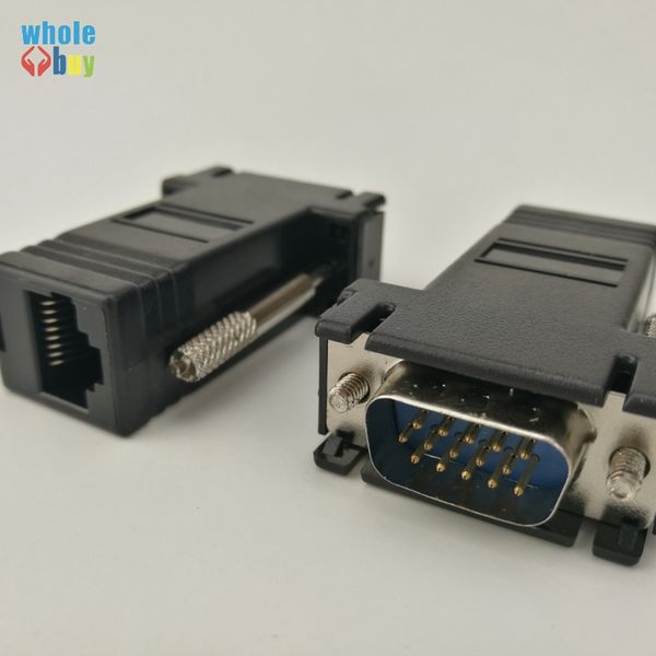 Cabo adaptador de 300PCS / LOT Rede de Alta Qualidade VGA Extender Masculino Para LAN CAT5 CAT5e CAT6 RJ45 Feminino