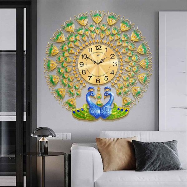 

peacock clock wall clock living room creative fashion simple atmosphere wall charts household mute large quartz