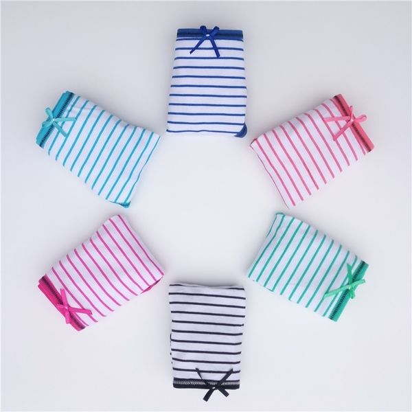 

2021 5 pcs/lot cotton thong panties g-strings women briefs set girls ladies underpants stripe underwear female lingerie funcilac, Black;white