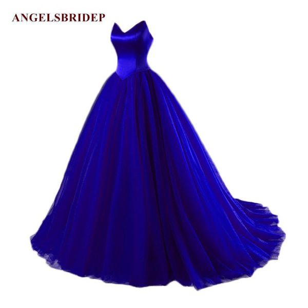 

party dresses vintage blue prom v-neck tulle gowns strapless court train abendkleid formal fast delivery, White;black