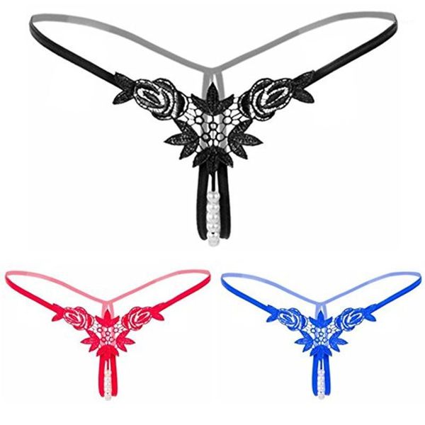 

3pcs women g string thong panties pearl leaves briefs underwear1, Black;white