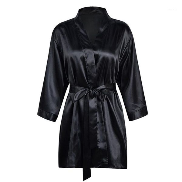 

stain pijiama robes satin robe bride elegant sleepwear women dressing gown bathrobe kimono silk bath robe sleepwear1, Black;red