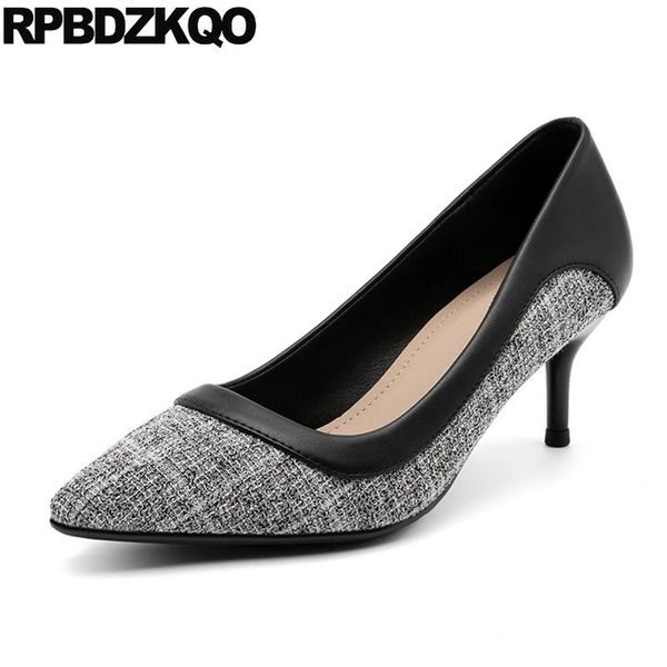 

casual shoes women chic female medium suede gray pumps thin office size 4 34 ladies pointed toe footwear high heels spring china, Black