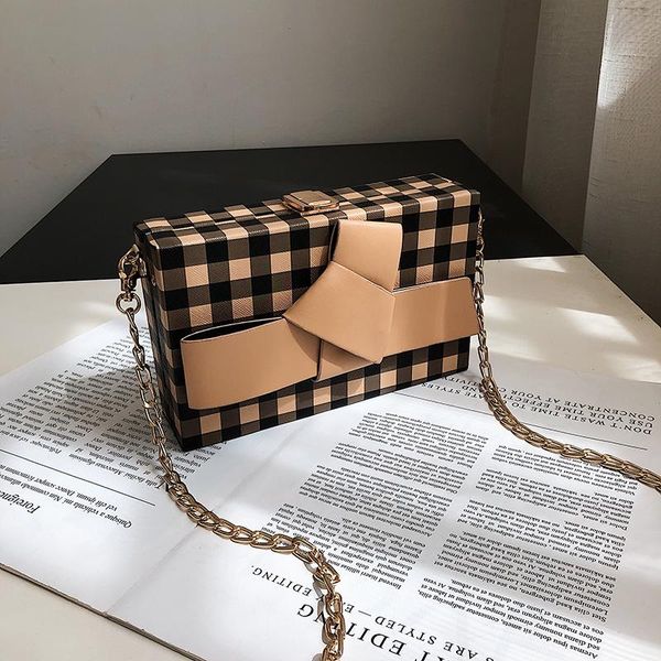 

2020 new fashion all-in-one europe and the united states box small square bag crossbody check single shoulder bag qq184