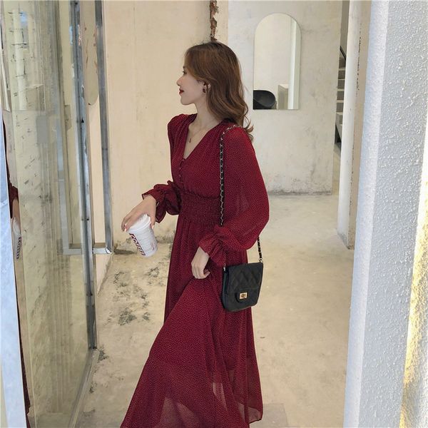 

blla philosophy party oversized woman winter elegant evening ladies dress spring autumn chiffon v-neck long dress female 201127, Black;gray