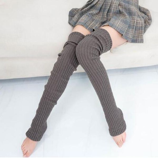 

winter long warm knitting knee high socks women boot er sock skinny stockings girl's polainas, Black;white
