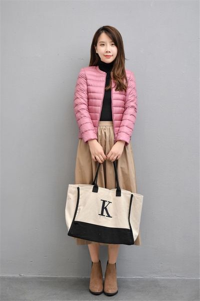 

2021 new ultra light down collarless coat with feather outwear jacket women slim female windbreaker 2yhf, Black