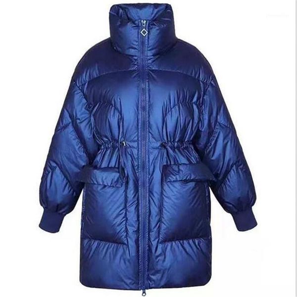 

women's down & parkas 2021 winter white duck jacket loose warm medium long parka stand collar zipper female coat outwear1, Black