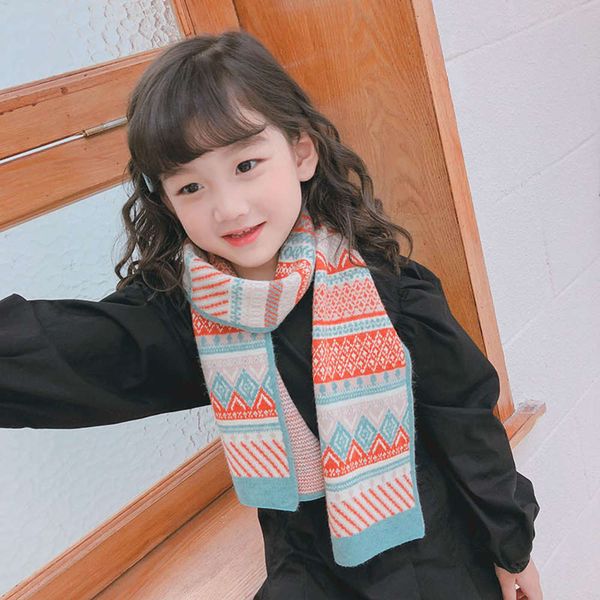 

scarf children's and autumn women's girl's winter knitting warm soft versatile color matching boy's neck cashmere nation, Red;brown