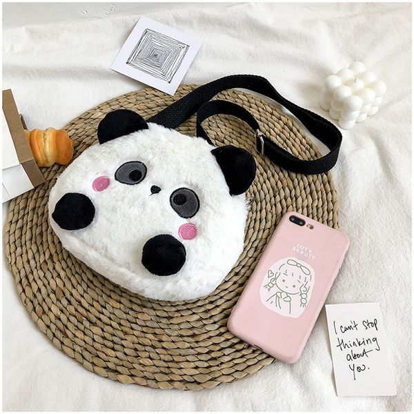 

harajuku cartoon cute panda soft girl cartoon bao cute korean ins girlsheart lamb hair bag messenger bag omvf5
