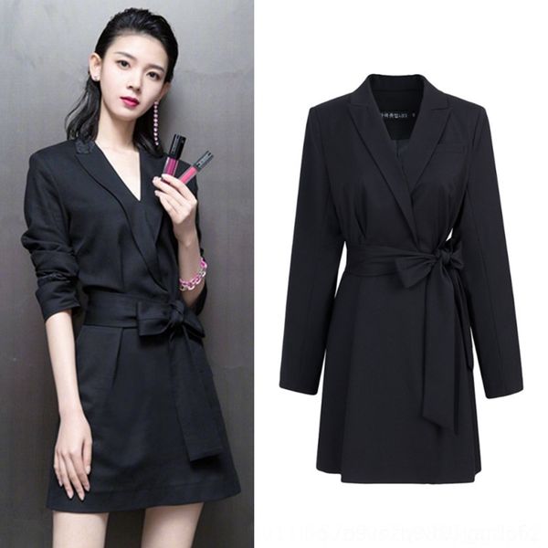 

t1xu6 же 2019 весна женщин до чэнь яо женской одежды новое платье чэнь яо звезда весна платье зашнуровать костюм черного цвета для 2206 женщ, Black;gray