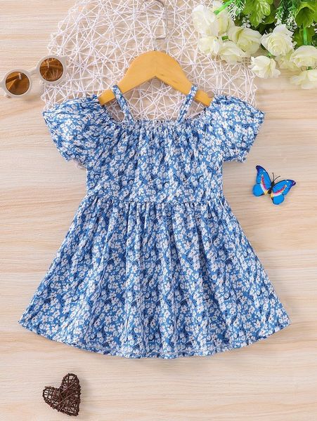 

baby ditsy floral cold shoulder dress she, Red;yellow