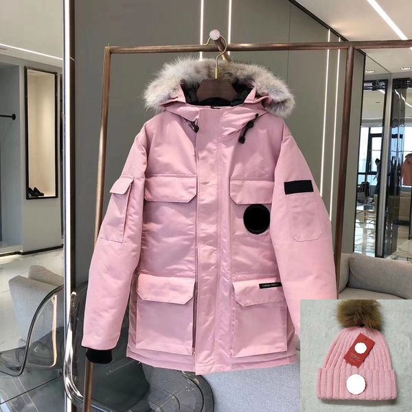 

designer jacket hat clothing men jackets womens wolf fur down parkas wool bomber windbreaker winter warm thick coat casual outerwear outdoor, Black