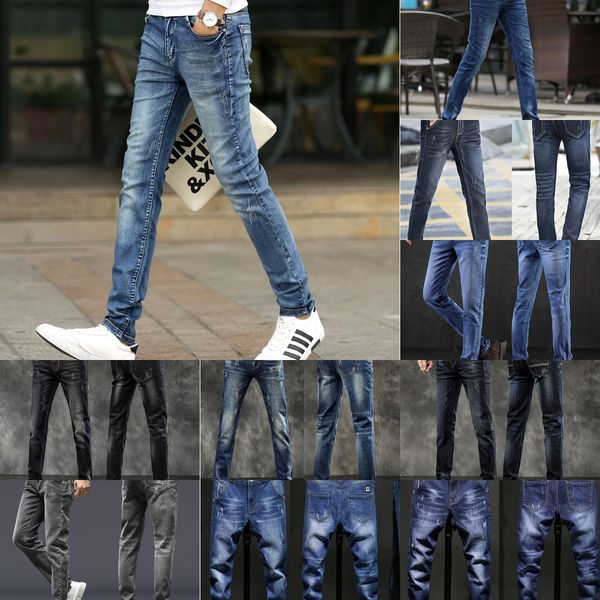 

5wfc men jumpsuit male jeans blue rock star mens jeans denim ripped pants