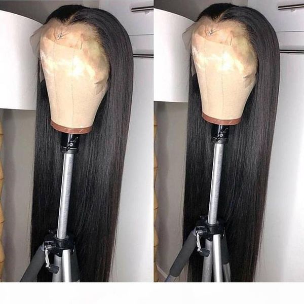

pre plucked silky straight lace front human hair wigs with baby hair bleached knots peruvian remy hair, Black;brown