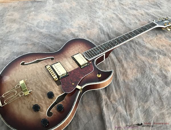 

electric guitar semi-hollow body mahogany golden hardware ,can customize tree of life inlay