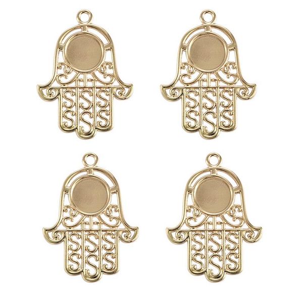 

4pcs life tree hand palm charm dream catcher pendant blank bezel tray 14mm cabochon base setting diy necklace jewelry findings bbybsh, Black