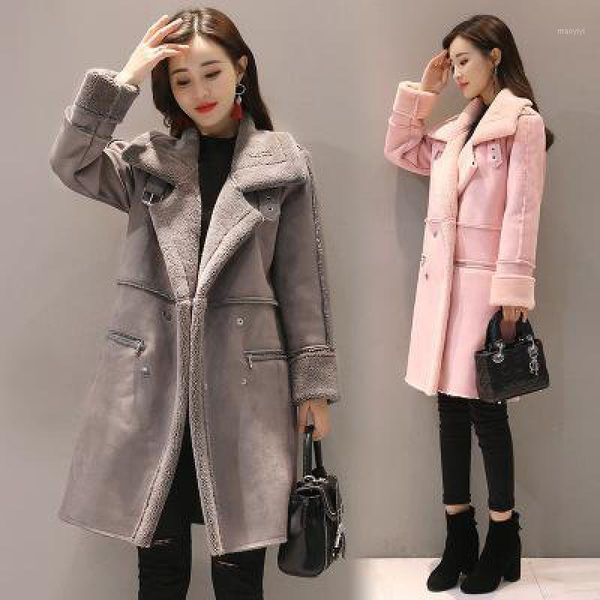 

fur coat 2020 winter long section thick warm lamb fur coat deerskin cotton female korean version of self-cultivation 2xl1, Black