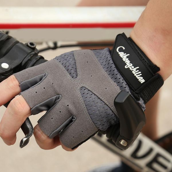 

sports fitness anti-sweat anti-slip outdoor breathable half finger gloves black grey cycling accessories l/xl, Blue;gray