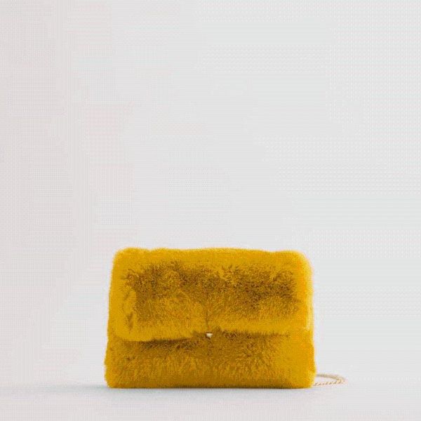 

2020 autumn winter brand women yellow faux fur day clutches bags