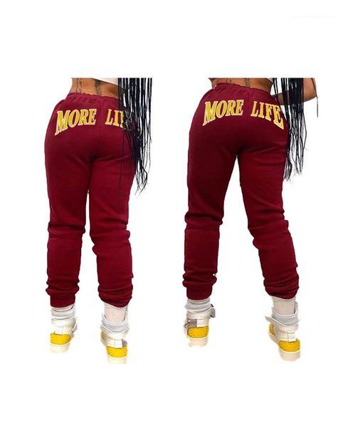 

повседневный карандаш брюки женские брюки идущие женщины письмо спортивные штаны узелок середина талии карманной, Black;white