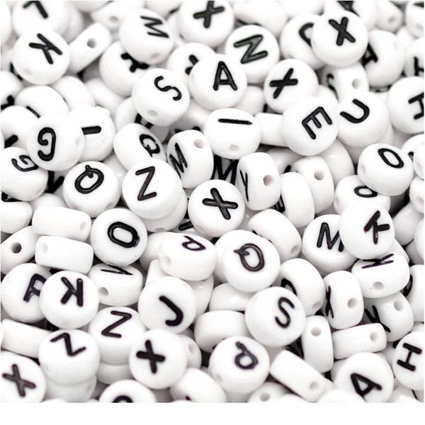 

150pcs 6mm white letter loose spacer alphabet acrylic beads for jewelry making diy name bracelet necklace accessories w jlllen, Black