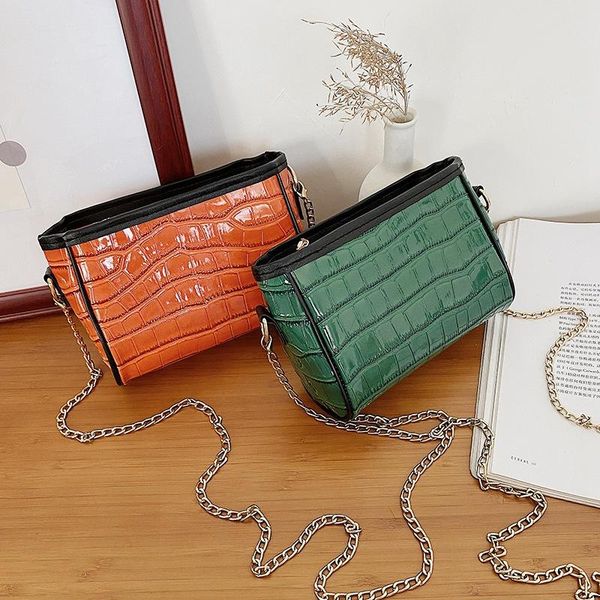 

mini small square bag 2020 summer fashion new quality pu leather women's handbag crocodile pattern chain shoulder messenger bags