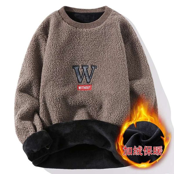 

lambs sweater men's autumn and style thickening trend loose ins one piece cashmere youth winter coat, Black