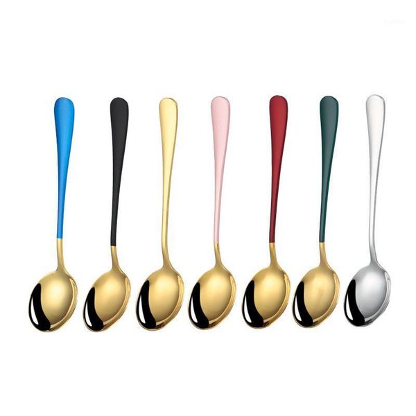 

8 pcs long handle gold spoons stainless steel dishwasher safe for coffee ice cream dessert soup kitchen tableware1
