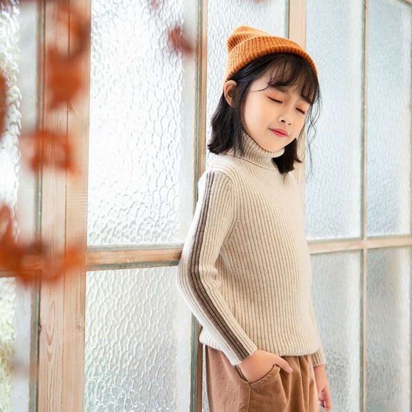 

m9531 new sweater high neck pullover boys' and girls' t-shirt autumn 2020 children's versatile bottom shirt, Blue
