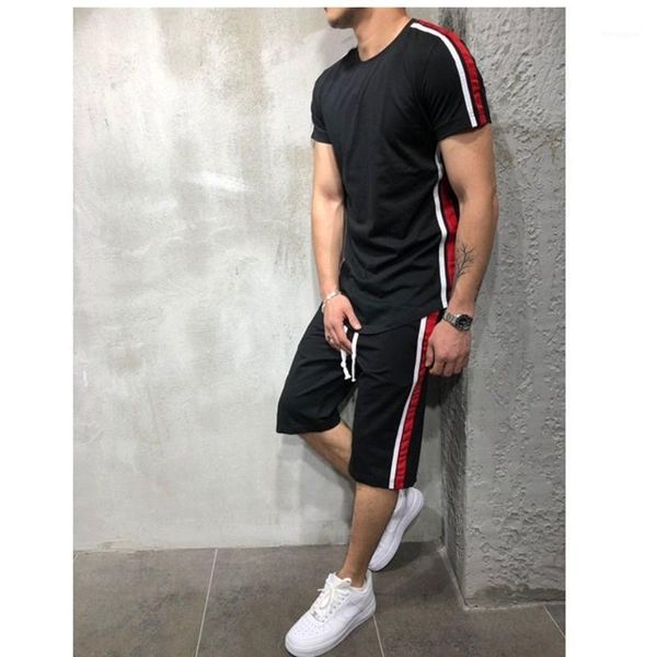 

2020 new summer short sleeve sport suits men's tracksuit breathable sweat suits male sportswear 2 piece set men shorts + t shirt1, Gray